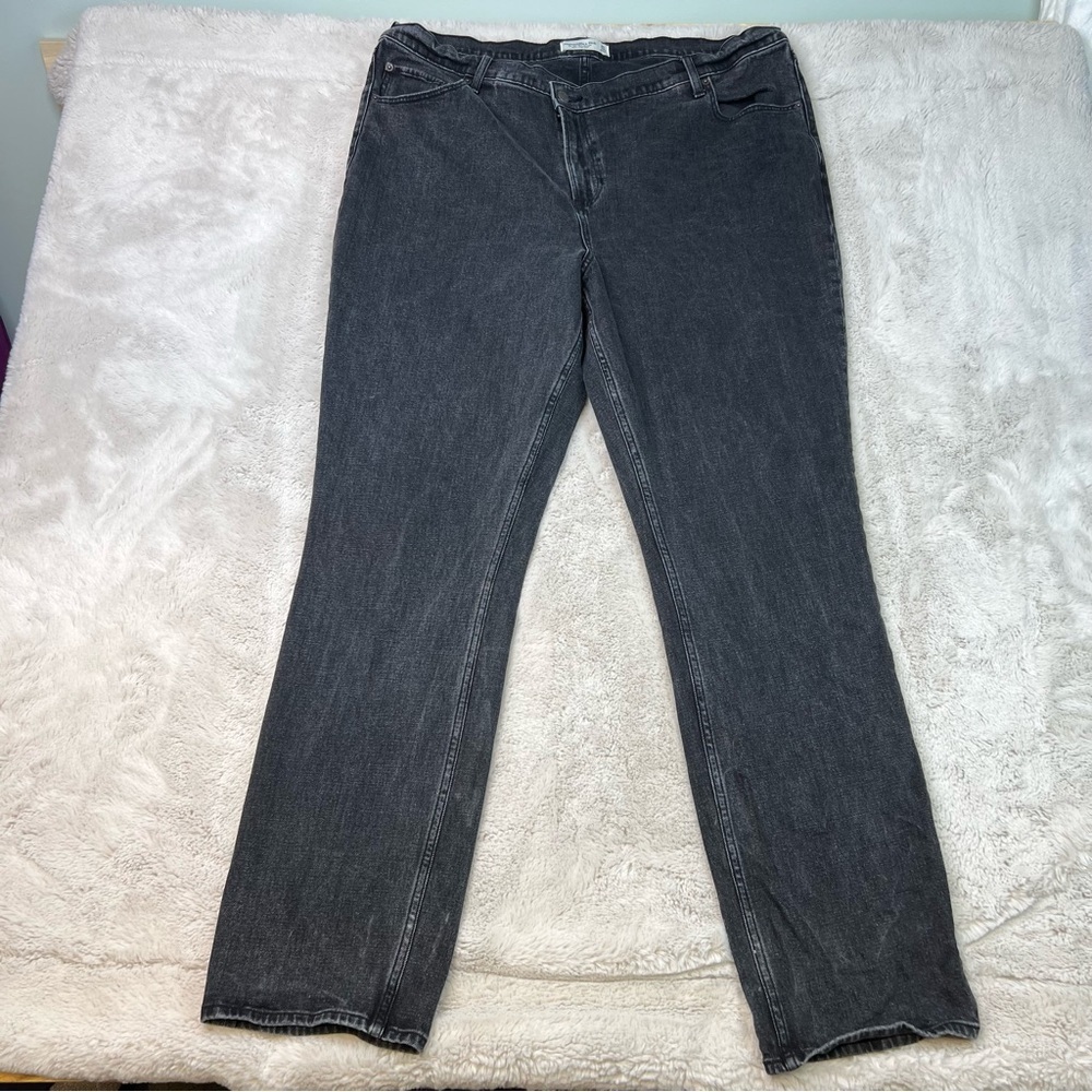 Abercrombie & Fitch The 90s Slim Straight Jeans Diagonal Zipper 35/20L High Rise
